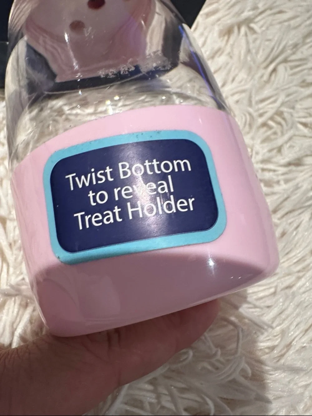 Portable Pink Travel Water Bottle with Treat Holder -pets